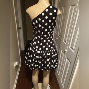 Commense Monochrome Polka Dot Mini Dress
